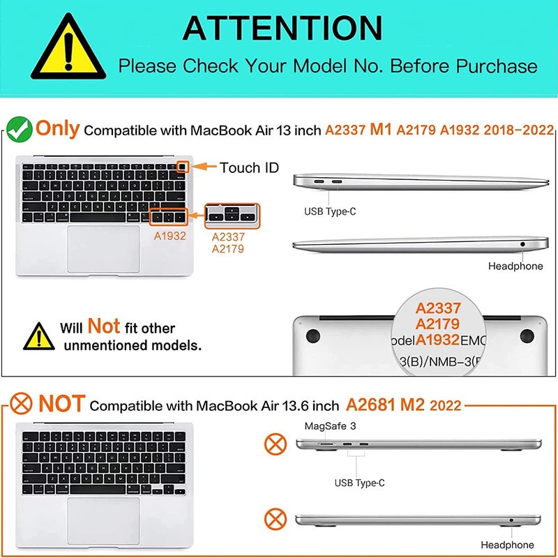 BYCeKe Compatible with MacBook Air 13 inch Case 2022 2021-2018 M1 A2337 A2179 A1932  MacBook Air M1 Case  Checkered Textured Plastic Hard Shell Case & Keyboard Cover for Mac Air 13  Checkerd Neutral - Image 2